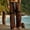 Brown, variant on Mens Harem Pants Elastic Waist Patchwork Drawstring Pockets Loose Boho Hippie Beach Casual Pants Brown Size 5XL