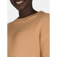 thumbnail image 3 of Time and Tru Women's and Women's Plus Waffle Stitch Sweater, Midweight, Sizes XS-4X, 3 of 5