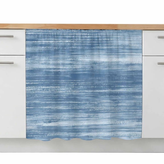 Blue Sink Skirt 10"W x 11"L, Dustproof Under Sink Curtain Skirt for Bathroom Kitchen, Vintage Modern Abstract Art Ombre Adhesive Short Vanity Curtains Cover for Laundry Room Closet Shoe Rack