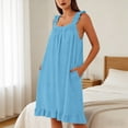 thumbnail image 2 of Yeaiivve Nightgowns for Women Sleeveless Ruffle Night Gown Loose Soft Comfy Ladies Sleepwear with Pockets Solid Color Nightdress Blue,XL, 2 of 7
