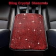 thumbnail image 3 of eing Auto Center Console Pad Crystal Bling Car Armrest Seat Box Cover Protector Universal Fit Diamond Car Decor Accessories for Women,13.97"x8.66",Red, 3 of 7