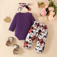 thumbnail image 3 of Baby Girl Clothes Newborn Infant Outfits Solid Ruffle Romper+ Floral Pants + Cute Headband Sets For Kaprioy Baby Girl Clothes, 3 of 7