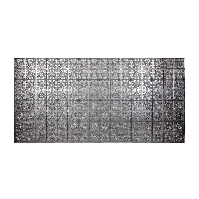 Fasade - Traditional 1 Crosshatch Silver Decorative Wall Panel - Fast and Easy Installation (4' X 8' Panel)