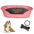 thumbnail image 1 of KE WOOW Cama Chica modelo premium para Perro, Gato, Conejo y otras Mascotas, Cesta de Plástico, Incluye Colchón Doble Cara con funda, lavable y Placa de Identificacion Personalizados, Color Rosa Kewoow Cama Plana con colchón personalizado, Chica, 1 of 10