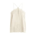 thumbnail image 4 of BODOAO Women’s Lace Trim Camisole Top, Sleeveless Spaghetti Strap Cami with Scalloped Eyelash Lace and Flowy Loose Fit, Dressy Casual Going Out Tank for Date Night and Parties Beige L, 4 of 4