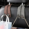 thumbnail image 4 of Coozyland Car Hooks, Twinhook Leather Car Headrest Hangers, Universal Double Hook for Car Seat Back, Metal & Leather Bag Holder for Purses, Handbags, Bottles etc (2pcs,Green), 4 of 8