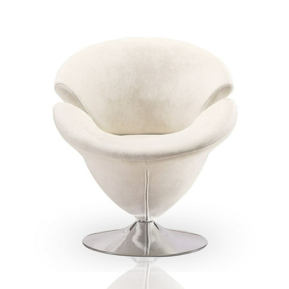 Manhattan Comfort Tulip Velvet Swivel Accent Chair in White/Chrome