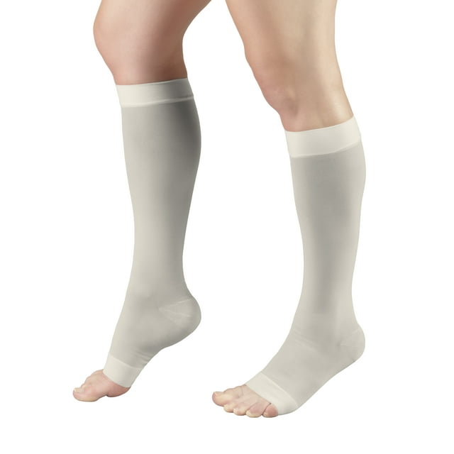 Truform Bas Genoux Transparents, Bout Ouvert : 15 - 20 mmHg, Ivoire, 3TG