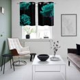 thumbnail image 4 of Teal Blue Rose Kitchen Curtains Small Short 39 Inch Length, Vintage Abstract Garden Flower Floral Black Bedroom Living Room Curtains, Light Filtering Cafe Curtain Drapes 2 Panels Set 55''x39'', 4 of 9