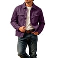 thumbnail image 4 of Guluxicc Trucker Jackets for Men Classic Button Down Collared Straight Hem Long Sleeve Solid Casual Jackets with Pockets for Fall Winter, 4 of 4