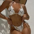 thumbnail image 2 of Fewfanhot Women Metallic Snake-Print String Bikini Set, 2 Piece Halter Triangle Tie Side Swimsuit Bathing Suit, 2 of 5
