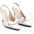 thumbnail image 4 of Women's Sexy Slingbacks Bow Stiletto Heels Closed Pointed Toe Pumps Bead Buckle Strap High Heels Dress Shoes, 4 of 12