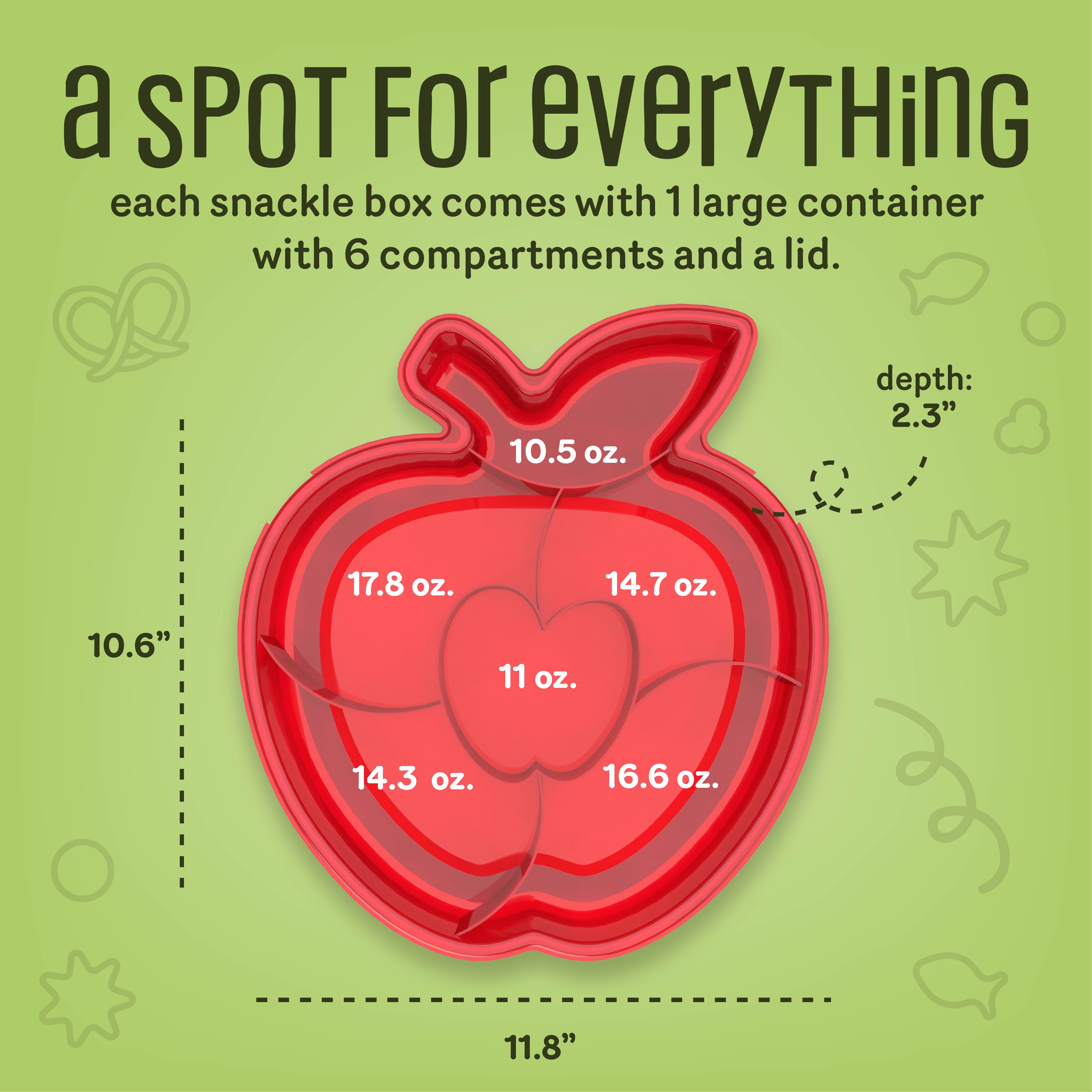 COOK WITH COLOR Lunch Box Container, 6-Grid Snack Box, Apple Design