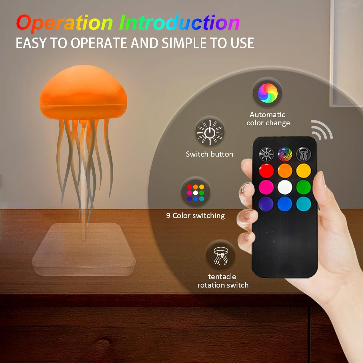 Upgraded Jellyfish Lamp with Jelly Fish Light Lamp with Dancing Legs with Base, Voice Control Jellyfish Night Light Soothing Mood Light for Bedroom, Living Room, Office Night Light, Sleep Aid, Anxiet