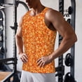 thumbnail image 5 of Uemuo Orange Glitter Pattern Men's Muscle Shirts Sleeveless Dry Fit Gym Workout Tank Top Lightweight Sports Tank Top Beach Tank Top, Loose-fit Sleeveless Shirt-Large, 5 of 7
