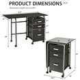 thumbnail image 3 of Gymax Bureau Pliant pour Ordinateur Portable à Roulettes Mobilier de Bureau à Domicile avec 3 Tiroirs Brun, 3 of 10