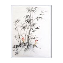 Designart 'Vintage Black and White Bamboo III' Traditional Framed Canvas Wall Art Print
