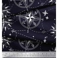 thumbnail image 3 of Soimoi Blue Rayon Fabric Direction Compass Nautical Print Fabric by Yard 42 Inch Wide, 3 of 5