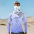 thumbnail image 2 of Dagegui Outdoor Work Hoodie for Men Sun Protection Shirts UPF 50+ Long Sleeve Fishing Tee with Face Mask UV Rash Guard Pullover Tops Light Blue XXL, 2 of 5