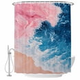 thumbnail image 2 of Pink Blue Shower Curtains for Bathroom, Gradient Wave Abstract Ocean Beach Coastal Washable Fabric Shower Curtain with Hooks Waterproof Bathroom Decor Sets, 48 x 72 Inches, 2 of 9