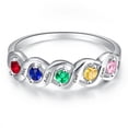 thumbnail image 3 of 925 Sterling Silver Personalized Promise Rings with 5 Simulated Birthstone Customized Engraved 5 Names Engagement Rings for Women, 3 of 5