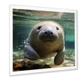 thumbnail image 2 of Designart "Manatee's Curious Gaze II" Animals Framed Wall Art Decor - Modern Blue Manatee Entryway Framed Wall Art Print, 2 of 6