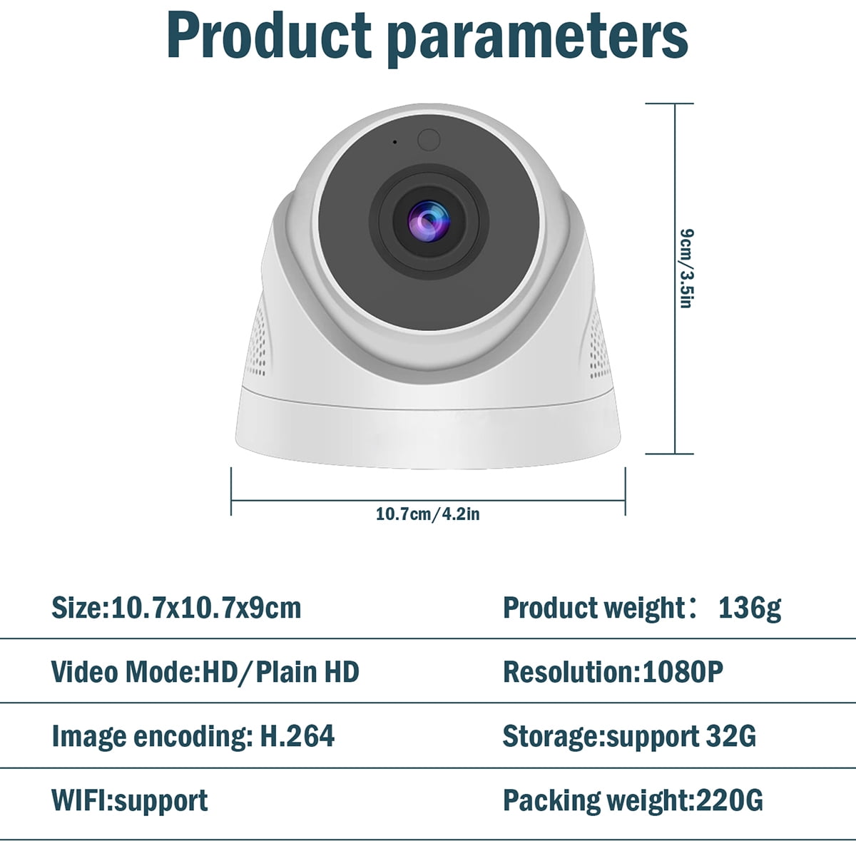 BFVV 360° Wireless Nanny Cam - Two-Way Audio & Video Recording, IP66 Weatherproof, 360° Panorama + Time-Lapse Night Vision, Indoor/Outdoor HD Home Security Camera w/ Color Night Vision