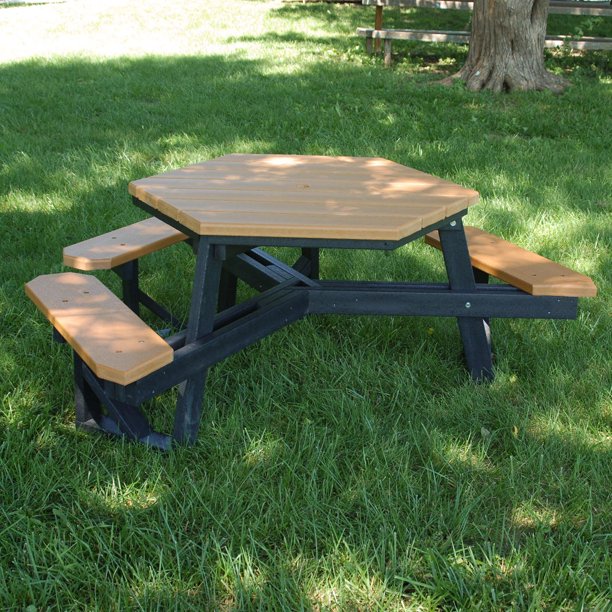 Jayhawk Plastics Hexagon Recycled Plastic ADA Commercial Grade Picnic Table