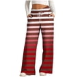 thumbnail image 1 of LOVZFMLL Pantalon pour Femme, Pantalon Grand à Cordon de Serrage à Imprimé Rayé Mode Rouge, m, 1 of 4