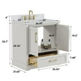 thumbnail image 2 of Deluxe Living 30" Bathroom Vanity with Marble Top, Fully-Assembled vanity with Ceramic Sink,Solid Wood Frame,Greige White, 2 of 9