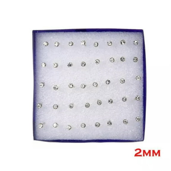 GKNET 2024 Fashion 20 Pairs/set Crystal Ear Stud Earrings Women Wedding Delicate Jewelry Gift-Clear-3mm