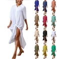 thumbnail image 2 of Qingpeng Womens Beach Cover Ups Button Down Swim Cover Up Long Sleeve Holiday Beachwear, 2 of 9