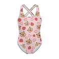 thumbnail image 4 of Uorisanigo Capybara Strawberry Swimsuit One Piece for Girls Size 13-14 with Criss-Cross Straps Athletic Bathing Suit for Kids Summer Beach Swimwear, 4 of 7