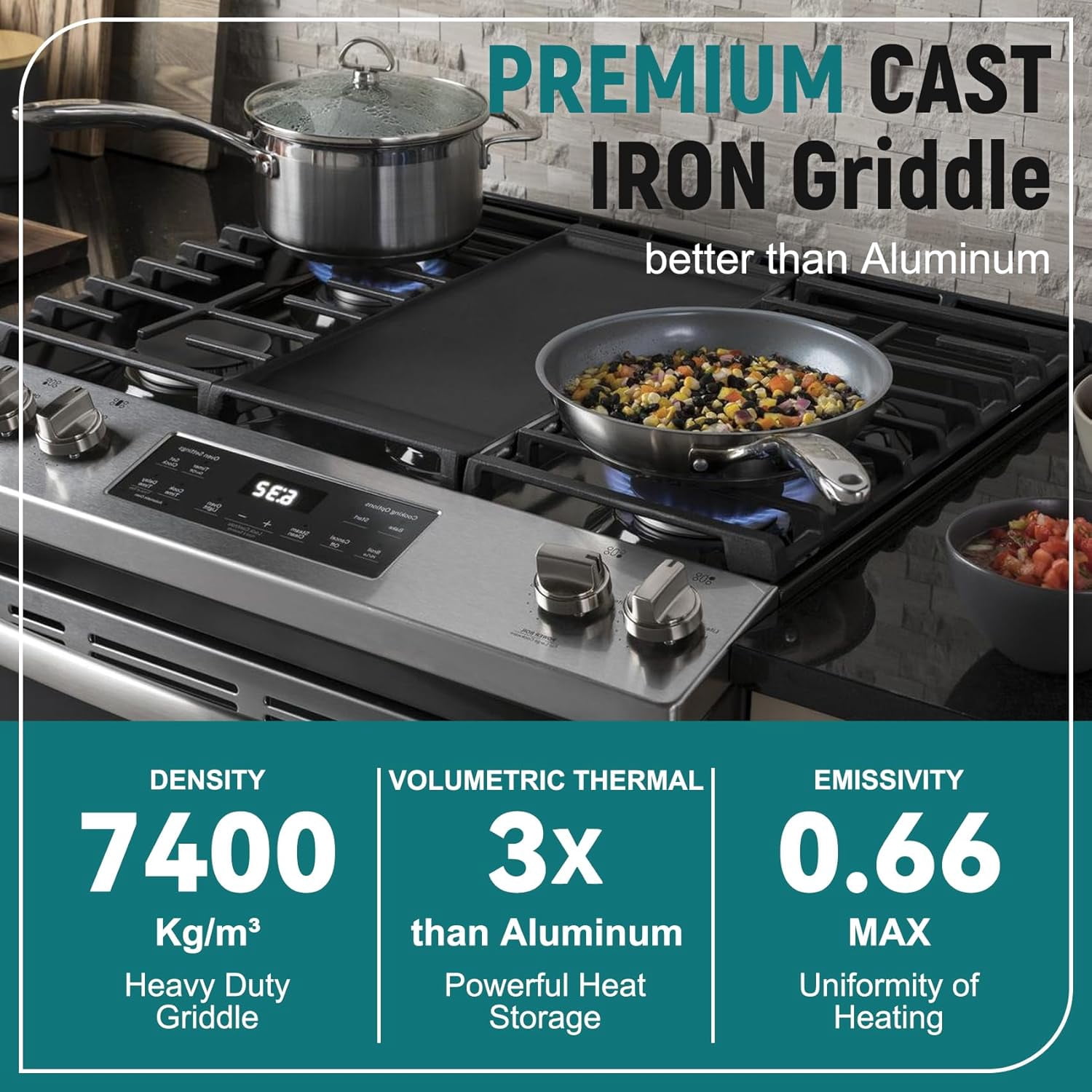 WB31X24738 Cast Iron Griddle Replacement for Appliance Stove Range Cooktop