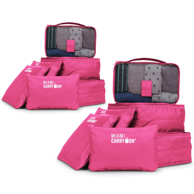 Clear Compression Packing Cubes 3 Set - Bags for Travel - Luggage Cube  Organizer - Pink