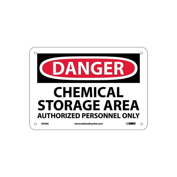 National Marker Danger Signs; Chemical Storage Area Authorized Personnel Only 7X10 .040 Aluminum