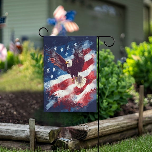 Wobogo American Flag with Eagle Garden Flag 12×18 Inch Double Sided For Outdoor Yard Decoration