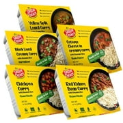 tastie choice Ready to eat Indian Meal- Curry with Rice -Variety Pack-Microwaveable Food Indian entrees (Pack of 5) Each 14.1 oz.