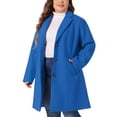thumbnail image 5 of Agnes Orinda Women's Plus Size Coat Notched Lapel Single Breasted Long Winter Outerwear Coats with Pockets 4X Royal Blue, 5 of 7