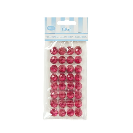 Offray Accessories, Pink Adhesive Button Gems are great additions to self printed invitations, scrap booking or any craft project, 60 pieces, 1 Package
