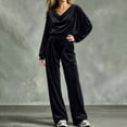 thumbnail image 5 of Gamivast Lounge Sets for Women Long Sleeve Velvet Cowl Neck Tops Wide Leg Elastic Waist Pants with Pockets Relaxed Fit Tracksuit Black XXXXXL, 5 of 5
