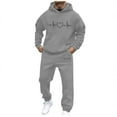 thumbnail image 3 of VBTAPA Mens Hoodie Sweatsuit 2 Piece Heart Print Casual Tracksuit Oversized Pullover Hoodies and Drawstring Pants Set Running Jogging Sport Suit with Pockets Gray L, 3 of 6