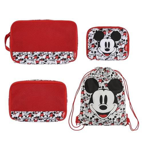Disney Mickey Mouse Character Face 4-Piece Packing Cube & Laundry Bag Set