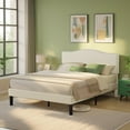 thumbnail image 2 of VECELO Queen Bed Frame, Nailhead Trim Upholstered Platform Bed with Adjustable Headboard, Wooden Slats Support/No Box Spring Needed, Beige, 2 of 9