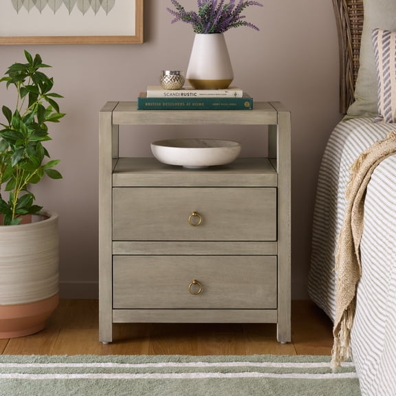Safavieh Amisa Mid-Century Accacia and Plywood Night Stands, Natural