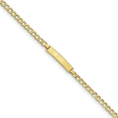 - 10k Yellow Gold Curb Link Id Bracelet 6 Inch Fine Jewelry For Women Gift Set