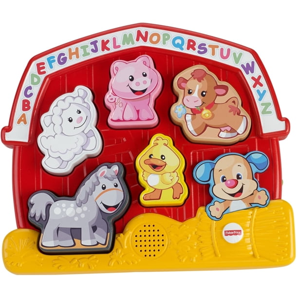 Fisher-Price Puzzle Juguete Electrónico de Clasificación de Formas con Música y Sonidos de Animales Rojo