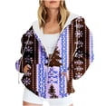 thumbnail image 1 of Puntoco Chaqueta Con Capucha Y Manga Larga Con Cremallera Y Estampado Navideño Informal Para Mujer, 1 of 6