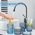 thumbnail image 4 of Blue Bathroom Accessories 5 Pcs, Glass Bathroom Accessory Set, Vintage Blue Bathroom Set, Soap Dispenser and Toothbrush Holder Set, Qtip Holder, Bathroom Sets Complete, Modern Bathroom Decor, 4 of 7