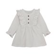 thumbnail image 1 of PENGXIANG Baby Autumn Clothes Solid Color O-Neck Flower Long Sleeves Ruffle Dress, 1 of 8
